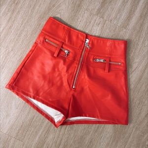 Red Leather Shorts